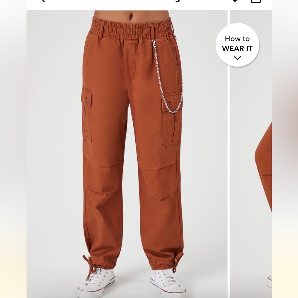 Wallet Chain Tie-Hem Cargo Pants